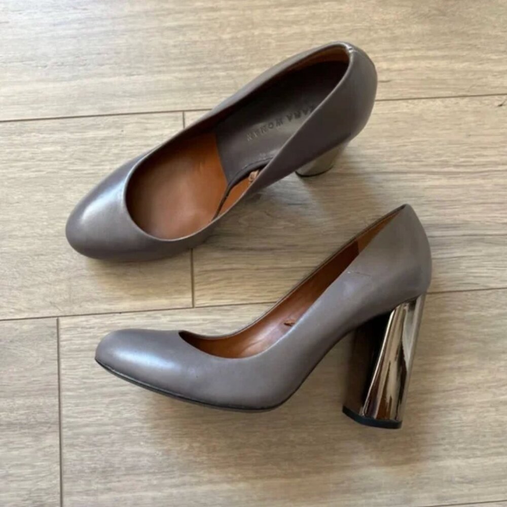Zara Metallic Block Heel Shoes EUR 37